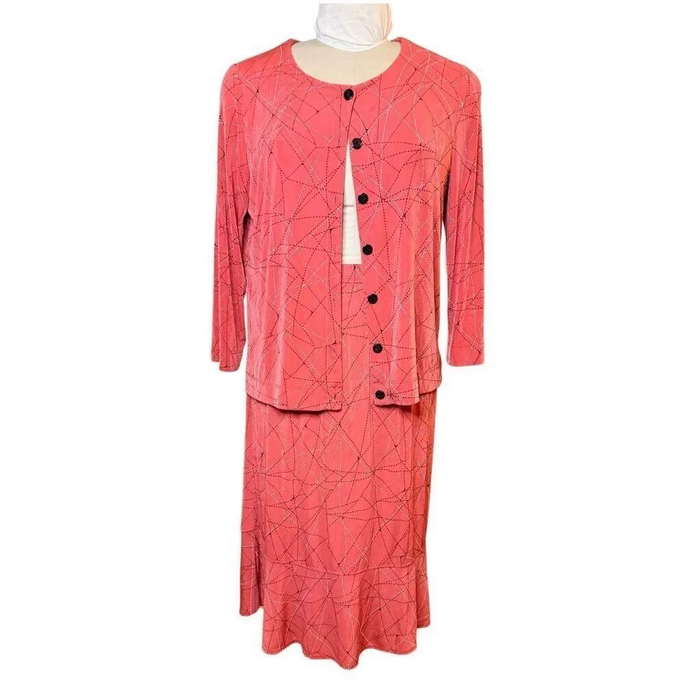 Ruby Rd. Three Piece Set Skirt Shell Cardigan Medium Top Large Skirt Comfort Tra